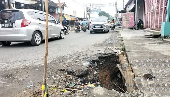 Nyaris Telan Korban, Warga Desak Perbaikan Lubang di Jalan Marindal