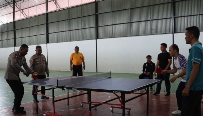 Polres Humbahas Gelar Turnamen Tenis Meja Sambut HUT Bhayangkara ke-79
