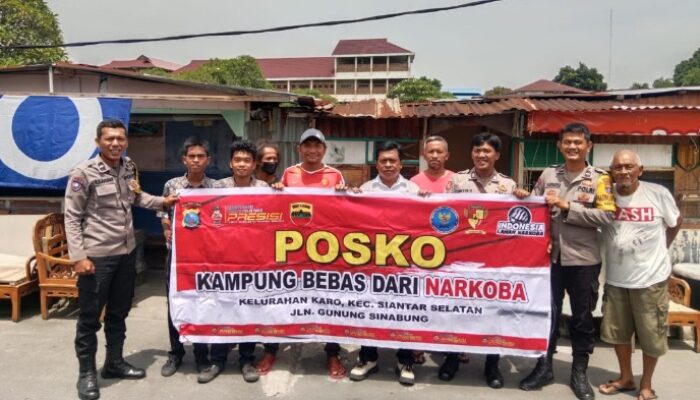 Polsek Siantar Selatan Sambangi Posko KBN di Jalan Gunung Sinabung