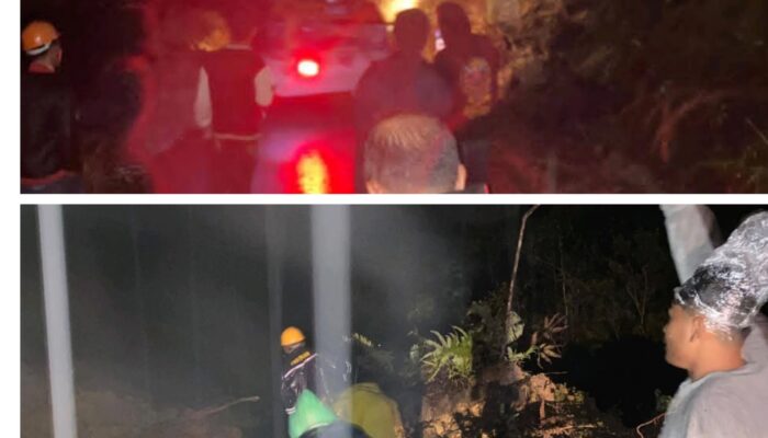 Longsor di Parmonangan, Camat Turun Langsung Bersama GENDEMAN Lakukan Pembersihan  Hingga Tengah Malam