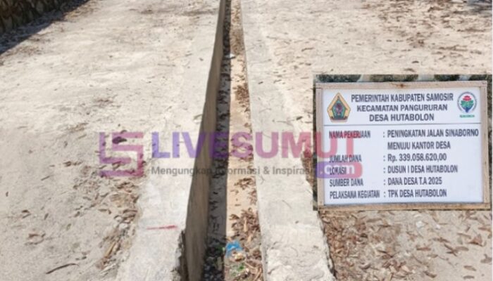 LSM LIDIK Soroti Proyek Dana Desa Hutabolon Rp339 Juta, Parit Terbuka di Tengah Jalan Ancam Pengendara