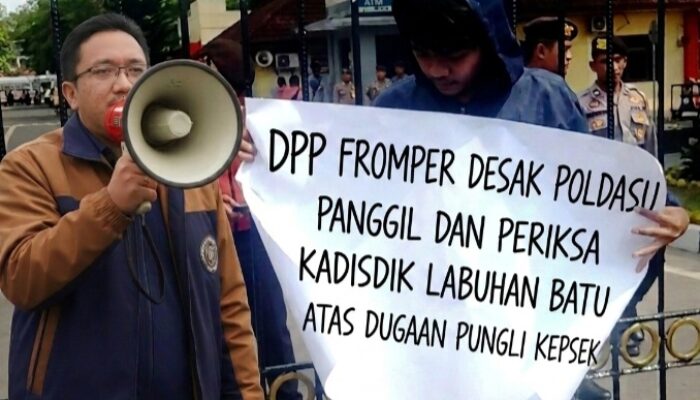 FROMPER Geruduk Polda Sumut, Desak Usut Dugaan Pungli Pelantikan Kepsek di Labuhanbatu