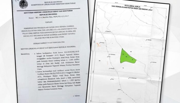 Kementerian LHK Tetapkan Hutan Desa Aek Badak Julu Seluas 435 Hektare Dikelola Warga